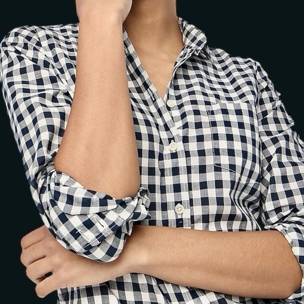 NWOT J. Crew Factory ‘Gingham Lightweight Cotton Shirt in Signature Fit’ Size XS